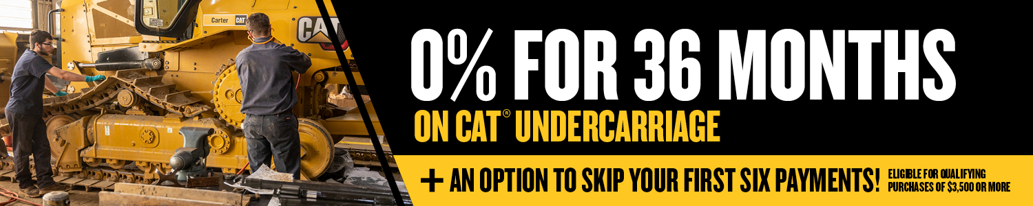 Promotion banner for 0% for 36 months on Cat undercarriage